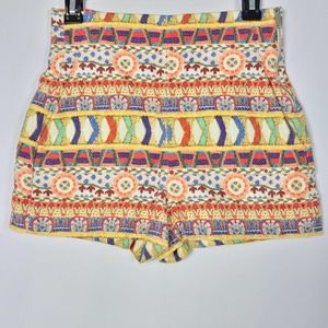 Zara Aztec Print High Waisted Bohemian Shorts XS